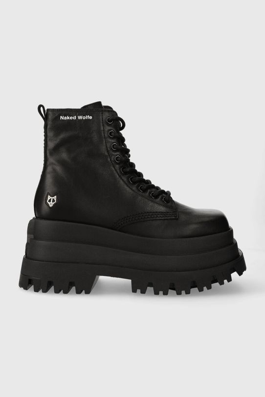 Naked Wolfe bocanci de piele Sloane cu snur negru Sloane.Black