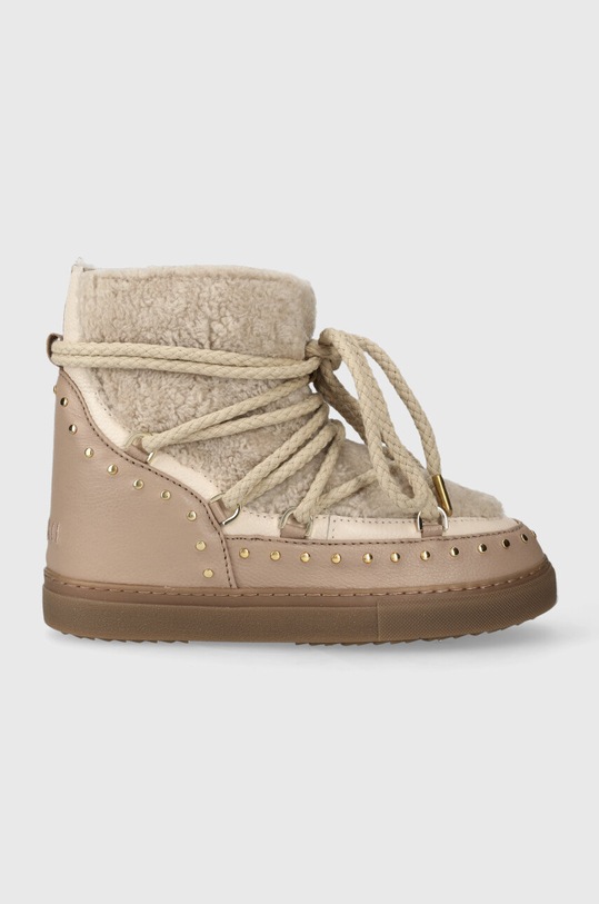 Inuikii śniegowce skórzane Curly Rock Wedge ocieplane beżowy 75103.076.Beige