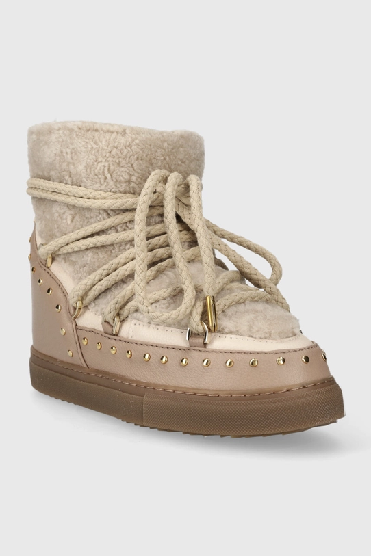 Inuikii śniegowce skórzane Curly Rock Wedge 75103.076.Beige beżowy AW23