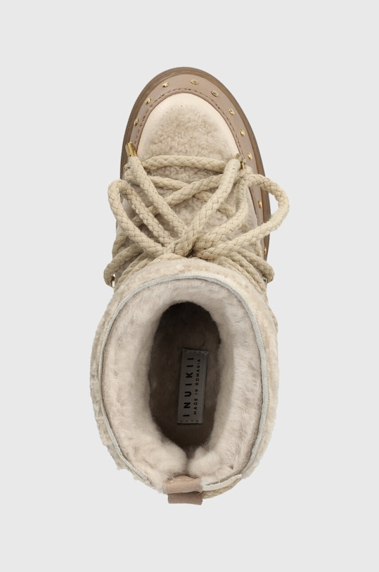 Inuikii śniegowce skórzane Curly Rock Wedge beżowy 75103.076.Beige