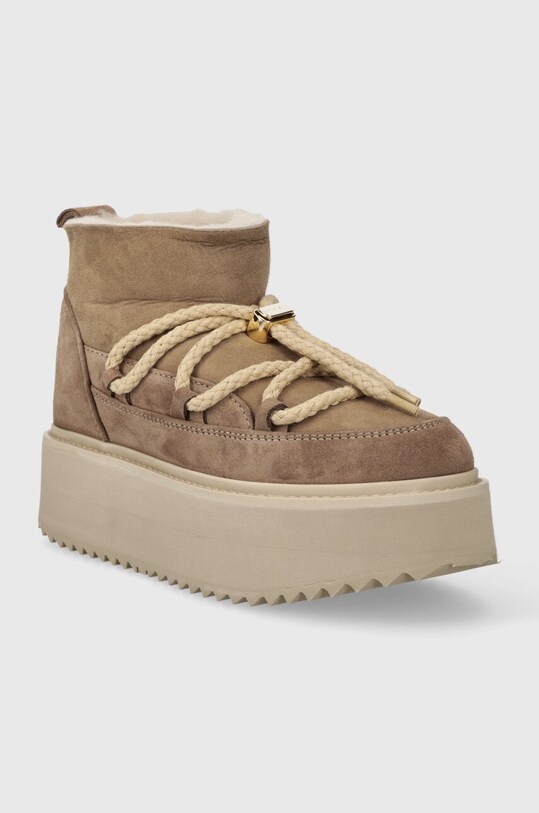 Inuikii cizme de zapada din piele intoarsa Classic Low Platform 75104.105.Beige bej AW23