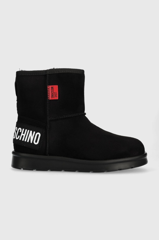 Love Moschino śniegowce zamszowe WINTER30 tekstylny czarny JA24423H0HJA5000