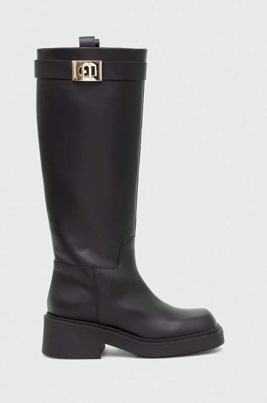 Furla bőr csizma COLLEGE platform fekete YG86FCG.BX2394.O6000