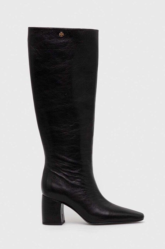 Kožne čizme Tory Burch BANANA TALL BOOT zrnata koža crna 154529.006