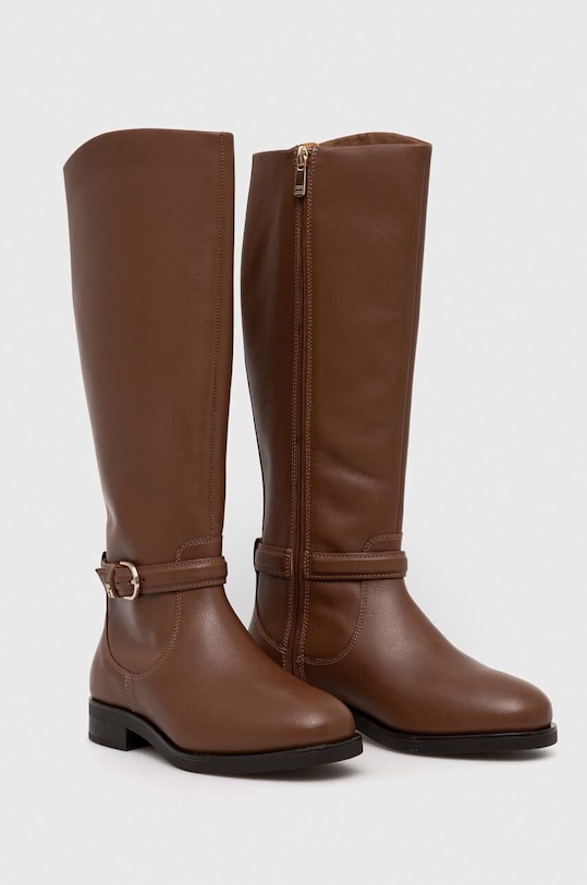 Δερμάτινες μπότες Tommy Hilfiger ELEVATED ESSENT THERMO LONGBOOT FW0FW07484 καφέ AW23