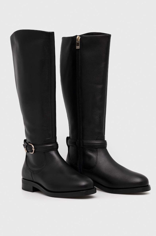 Δερμάτινες μπότες Tommy Hilfiger ELEVATED ESSENT THERMO LONGBOOT FW0FW07484 μαύρο AW23