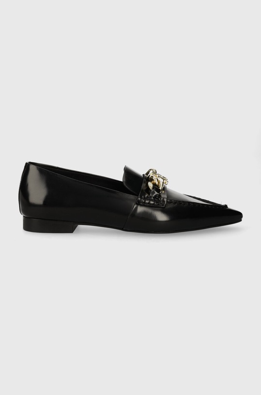 Kožené balerínky Tommy Hilfiger TH CHAIN POINTY BALLERINA čierna FW0FW07510