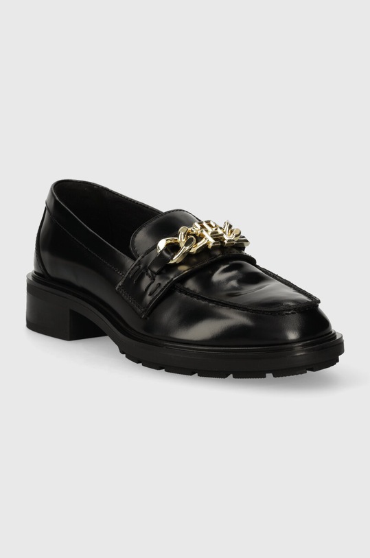 Tommy Hilfiger mocasini de piele TH CHAIN LOAFER FW0FW07517 negru AW23