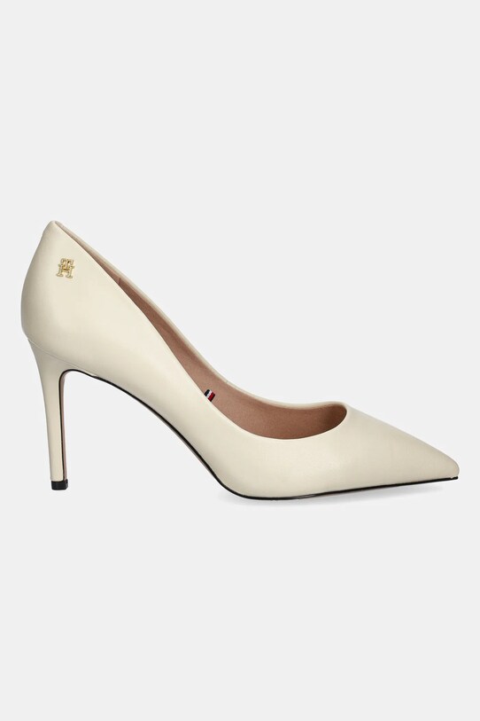 Tommy Hilfiger szpilki skórzane ESSENTIAL POINTED PUMP FW0FW07533 beżowy SS25