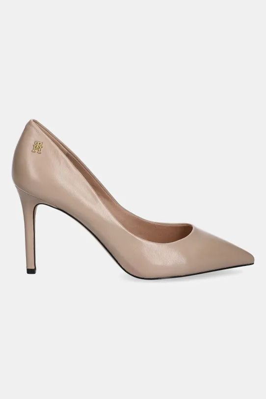 Tommy Hilfiger szpilki skórzane ESSENTIAL POINTED PUMP FW0FW07533 beżowy SS25