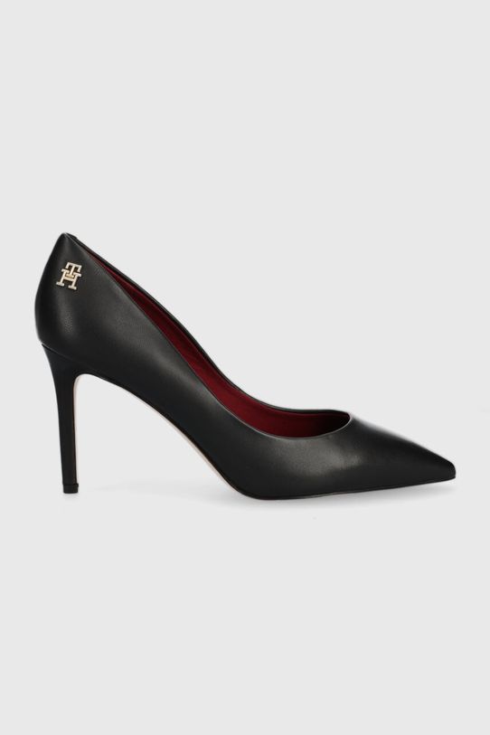 Tommy Hilfiger szpilki skórzane ESSENTIAL POINTED PUMP szpilka czarny FW0FW07533