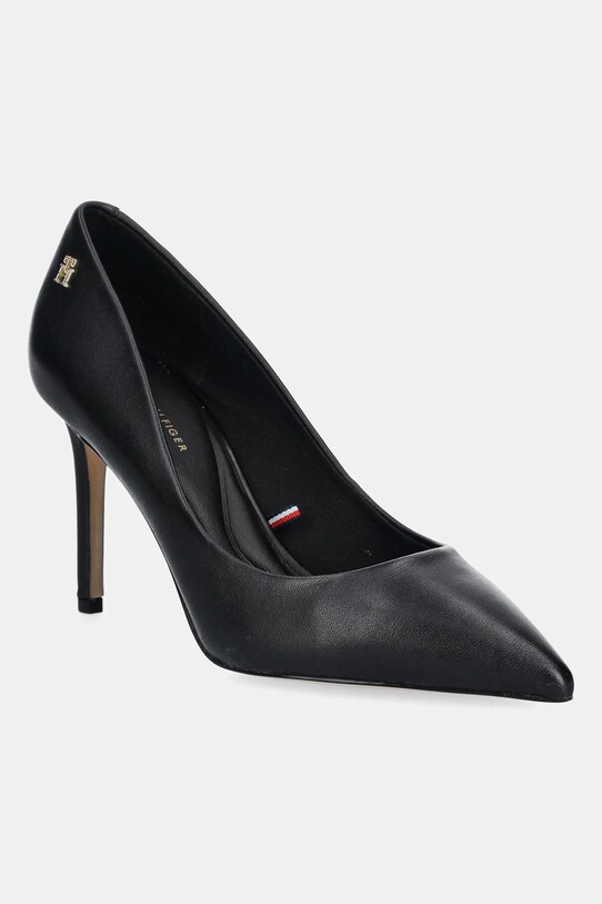 Tommy Hilfiger stilettos de piele ESSENTIAL POINTED PUMP subțire negru FW0FW07533
