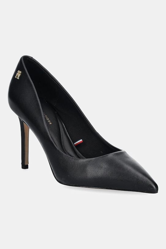Kožne štikle Tommy Hilfiger ESSENTIAL POINTED PUMP štikla crna FW0FW07533