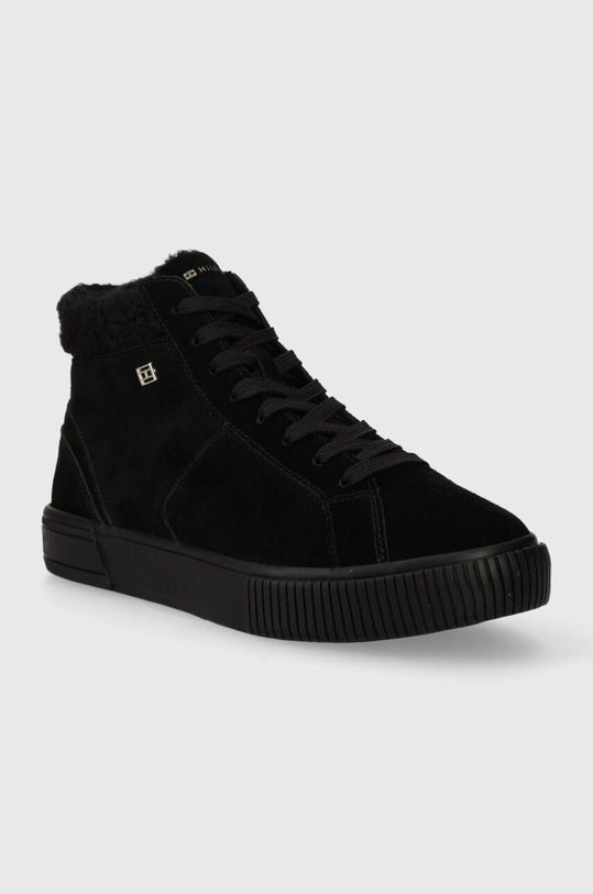 Superge iz semiša Tommy Hilfiger VULC SUEDE SNEAKER HI FW0FW07549 črna AW23