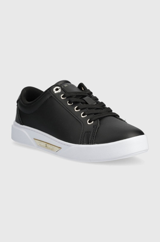 Δερμάτινα αθλητικά παπούτσια Tommy Hilfiger GOLDEN HW COURT SNEAKER FW0FW07560 μαύρο AW23