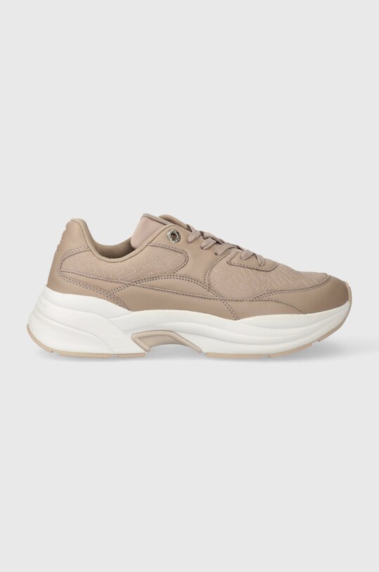Δερμάτινα αθλητικά παπούτσια Tommy Hilfiger CHUNKY QUILTED MONO RUNNER πλατφόρμα μπεζ FW0FW07646