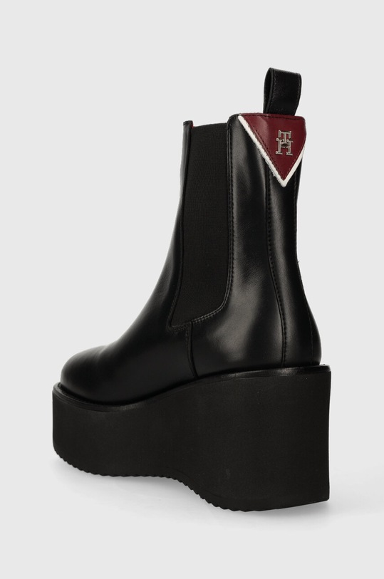 Obuwie Tommy Hilfiger sztyblety skórzane ELEVATED WEDGE BOOTIE FW0FW07657 czarny