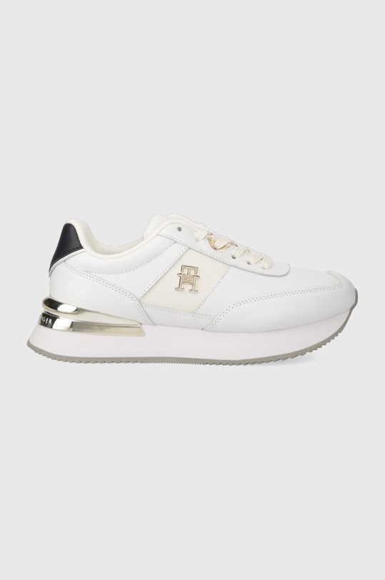 Δερμάτινα αθλητικά παπούτσια Tommy Hilfiger TH ELEVATED FEMININE RUNNER GLD πλατφόρμα λευκό FW0FW07306