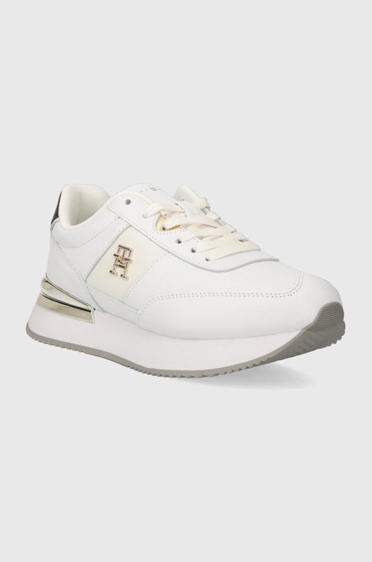 Δερμάτινα αθλητικά παπούτσια Tommy Hilfiger TH ELEVATED FEMININE RUNNER GLD FW0FW07306 λευκό AW23