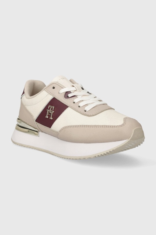 Usnjene superge Tommy Hilfiger TH ELEVATED FEMININE RUNNER GLD FW0FW07306 bela AW23