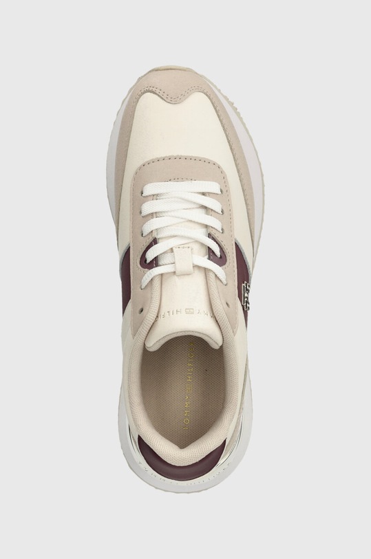 Usnjene superge Tommy Hilfiger TH ELEVATED FEMININE RUNNER GLD bela FW0FW07306