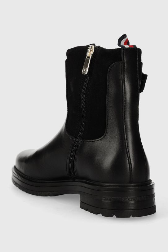 Obuwie Tommy Hilfiger botki skórzane BELT BOOTIE MATERIAL MIX FW0FW07477 czarny