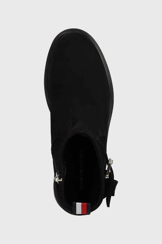 Gležnječe od brušene kože Tommy Hilfiger BELT BOOTIE NUBUCK crna FW0FW07478