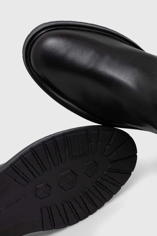 Tommy Hilfiger kozaki skórzane CASUAL ESSENTIAL BELT LONGBOOT czarny FW0FW07480