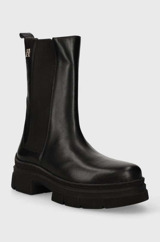 Kožené kotníkové boty Tommy Hilfiger ESSENTIAL LEATHER CHELSEA BOOT FW0FW07490 černá AW23