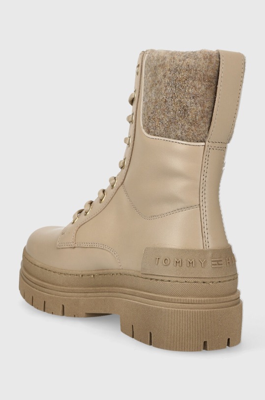 Obuwie Tommy Hilfiger botki skórzane FEMININE FELT LACE UP BOOTIE FW0FW07500 beżowy