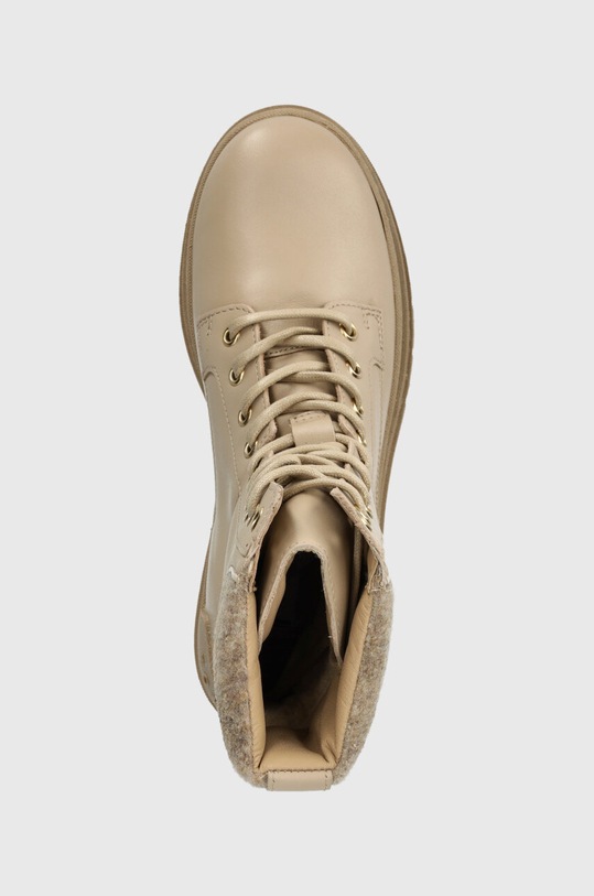 Tommy Hilfiger botki skórzane FEMININE FELT LACE UP BOOTIE beżowy FW0FW07500