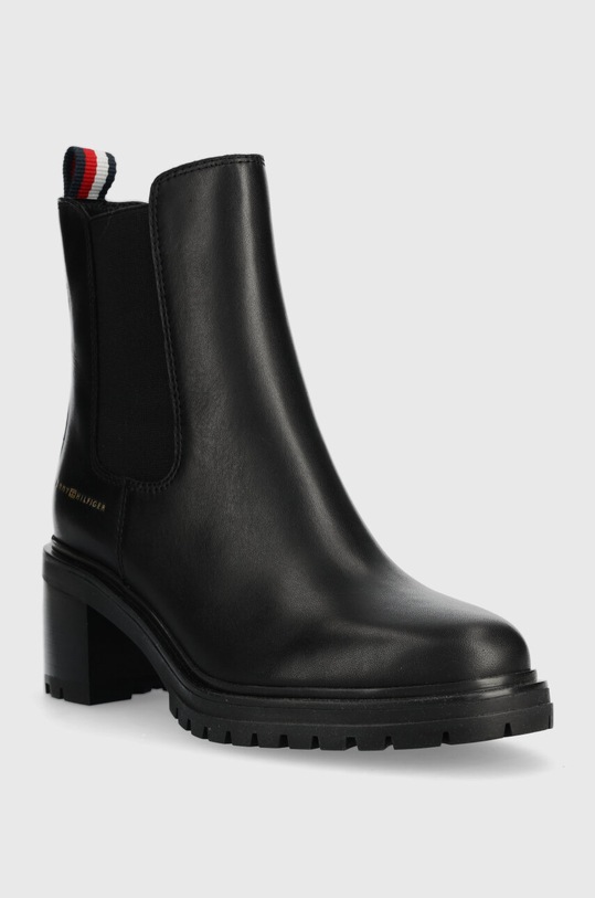 Tommy Hilfiger ghete chelsea de piele ESSENTIAL MIDHEEL LEATHER BOOTIE FW0FW07523 negru AW23