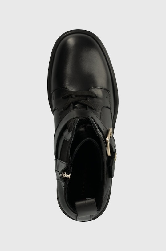 Kožené kotníkové boty Tommy Hilfiger TOMMY BELT LEATHER BOOT černá FW0FW07526