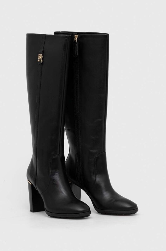 Tommy Hilfiger ghete de piele FEMININE TH HARDWARE LONGBOOT FW0FW07541 negru AW23