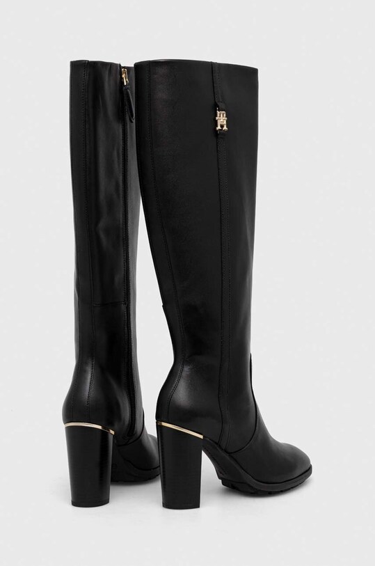 Încălțăminte Tommy Hilfiger ghete de piele FEMININE TH HARDWARE LONGBOOT FW0FW07541 negru