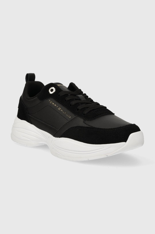 Δερμάτινα αθλητικά παπούτσια Tommy Hilfiger ESSENTIAL LTHR RUNNER FW0FW07587 μαύρο AW23