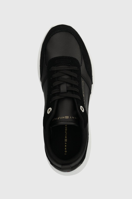 Δερμάτινα αθλητικά παπούτσια Tommy Hilfiger ESSENTIAL LTHR RUNNER μαύρο FW0FW07587