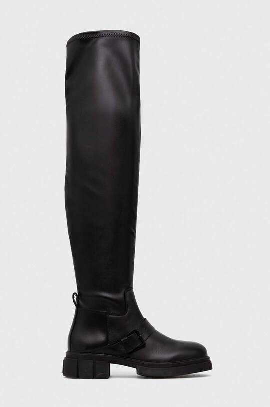 Μπότες Tommy Hilfiger STRETCH MONOCHROMATIC LONGBOOT απομίμηση λείου δέρματος μαύρο FW0FW07611