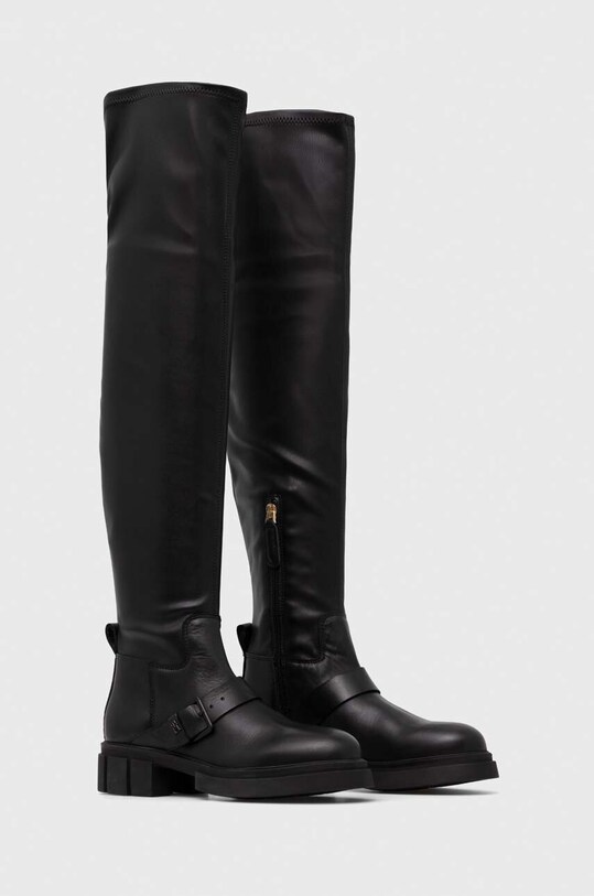 Vysoké čižmy Tommy Hilfiger STRETCH MONOCHROMATIC LONGBOOT FW0FW07611 čierna AW23