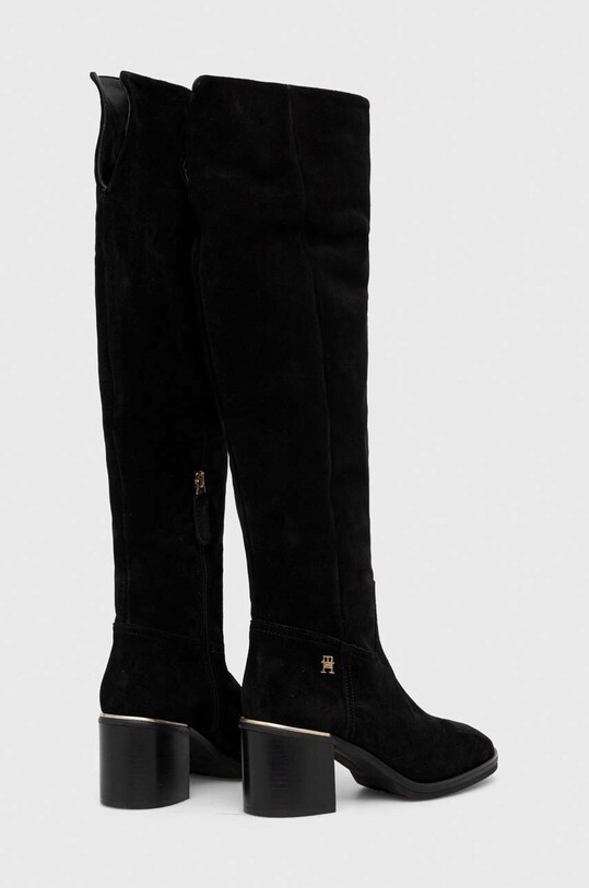 Boty Semišové boty Tommy Hilfiger FEMININE SUEDE OVERKNEE BOOT FW0FW07667 černá