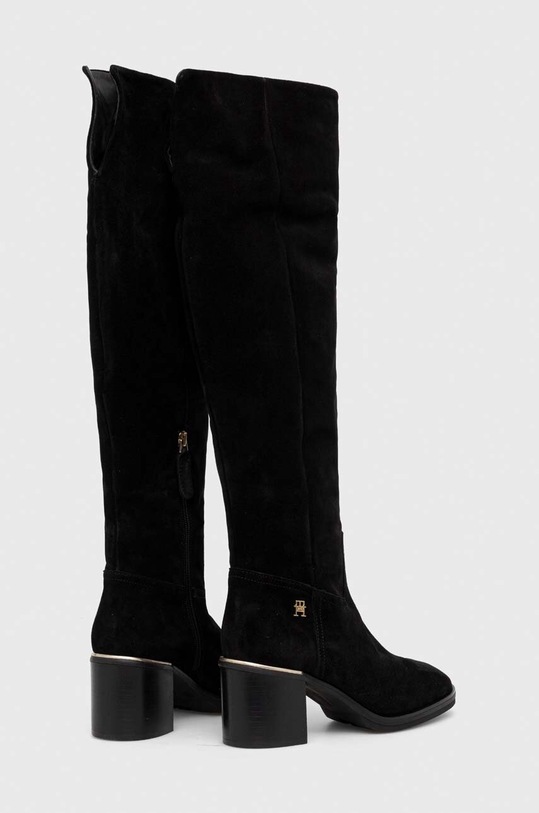 Obuwie Tommy Hilfiger kozaki zamszowe FEMININE SUEDE OVERKNEE BOOT FW0FW07667 czarny