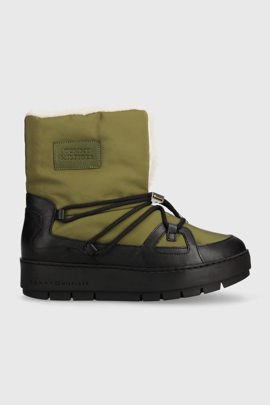 Čizme za snijeg Tommy Hilfiger ESSENTIAL SNOWBOOT bez kopčanja zelena FW0FW07504