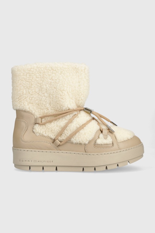 Sněhule Tommy Hilfiger TOMMY TEDDY SNOWBOOT přírodní kůže béžová FW0FW07505