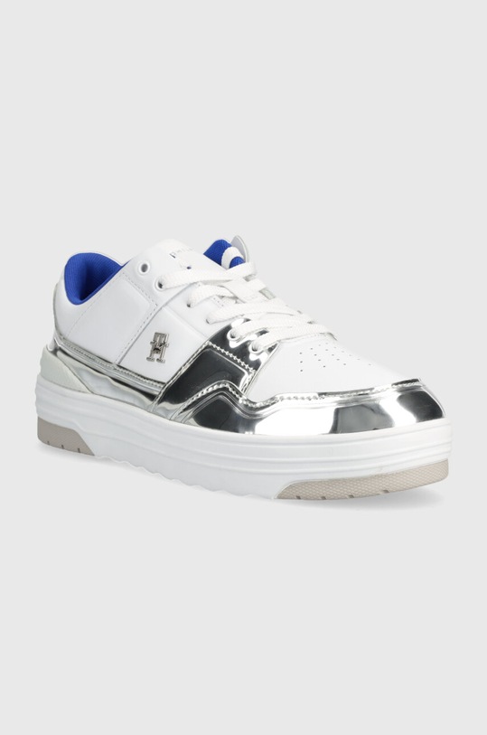 Kožne tenisice Tommy Hilfiger TH LO BASKET SILVER FW0FW07570 bijela AW23