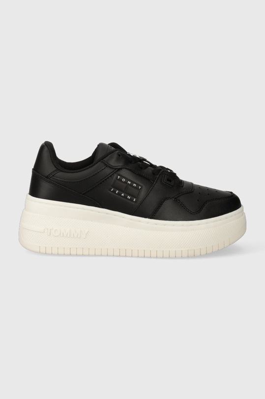 Tommy Jeans sneakers din piele TJW RETRO BASKET FLATFORM CHARM piele negru EN0EN02245