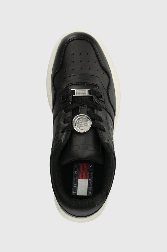 Tommy Jeans sneakers din piele TJW RETRO BASKET FLATFORM CHARM negru EN0EN02245