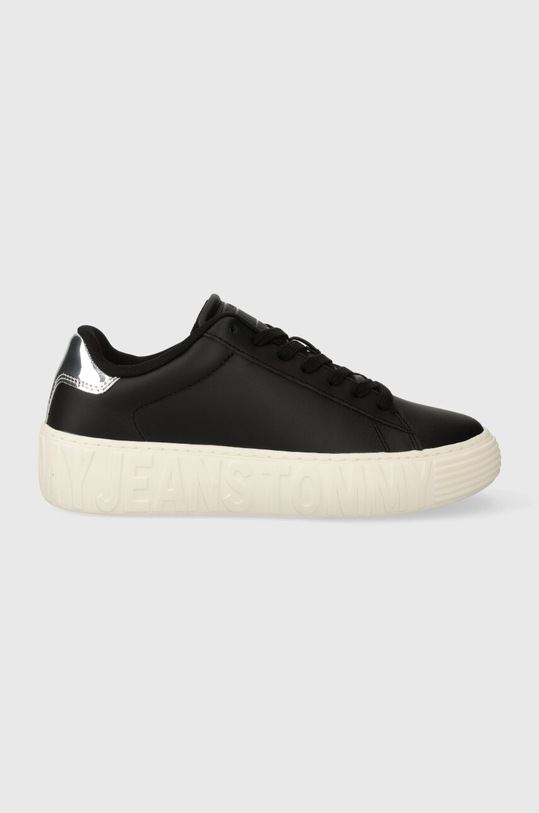 Kožené tenisky Tommy Jeans TJW NEW CUPSOLE LEATH LC plochá černá EN0EN02273