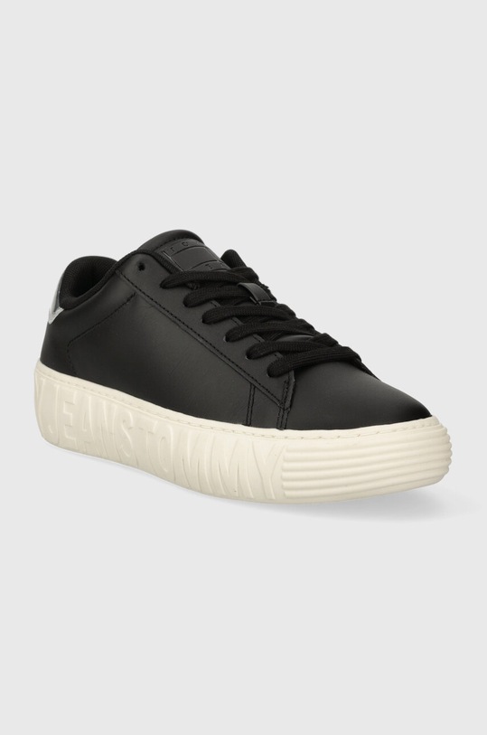 Kožené tenisky Tommy Jeans TJW NEW CUPSOLE LEATH LC EN0EN02273 černá AW23