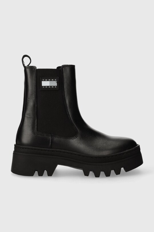Tommy Jeans ghete chelsea de piele TJW FASHION CHELSEA 5-8 cm negru EN0EN02295
