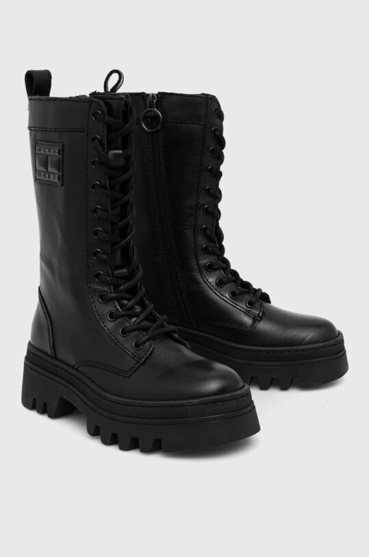 Kožené workery Tommy Jeans TJW FASHION LACE UP EN0EN02296 čierna AW23